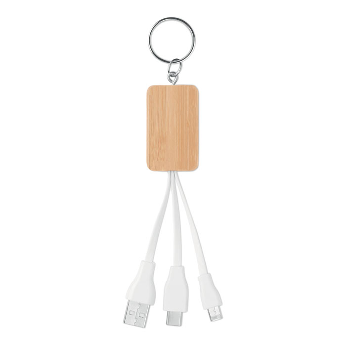 Porte-clés câble 3 en 1 bambou personnalisé CLAUER