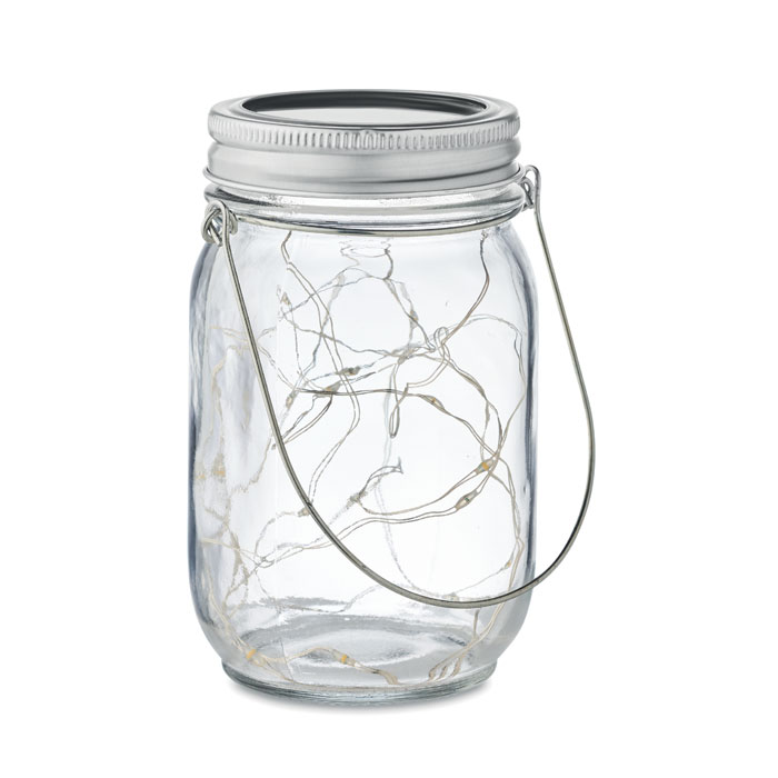 Lampe solaire en verre 20 LED personnalisée POT LAMP, Transparent
