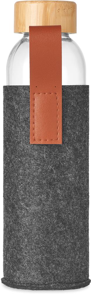 Bouteille en verre 500 ml pochette feutre personnalisée THAI, poignée
