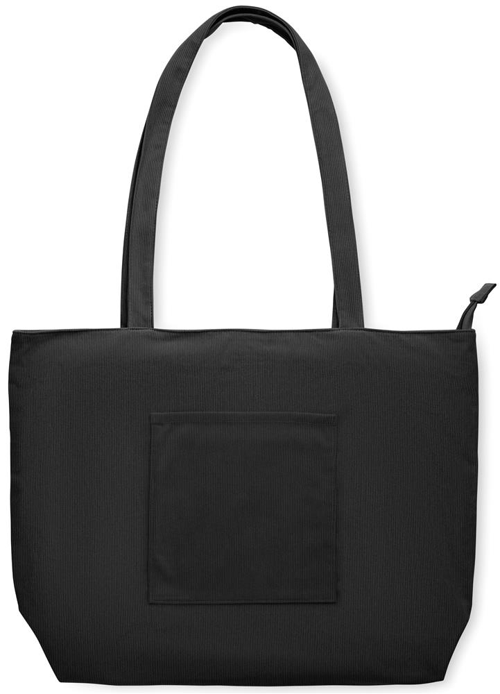 Grand sac shopping velours côtelé personnalisé CORDY G, devant poche