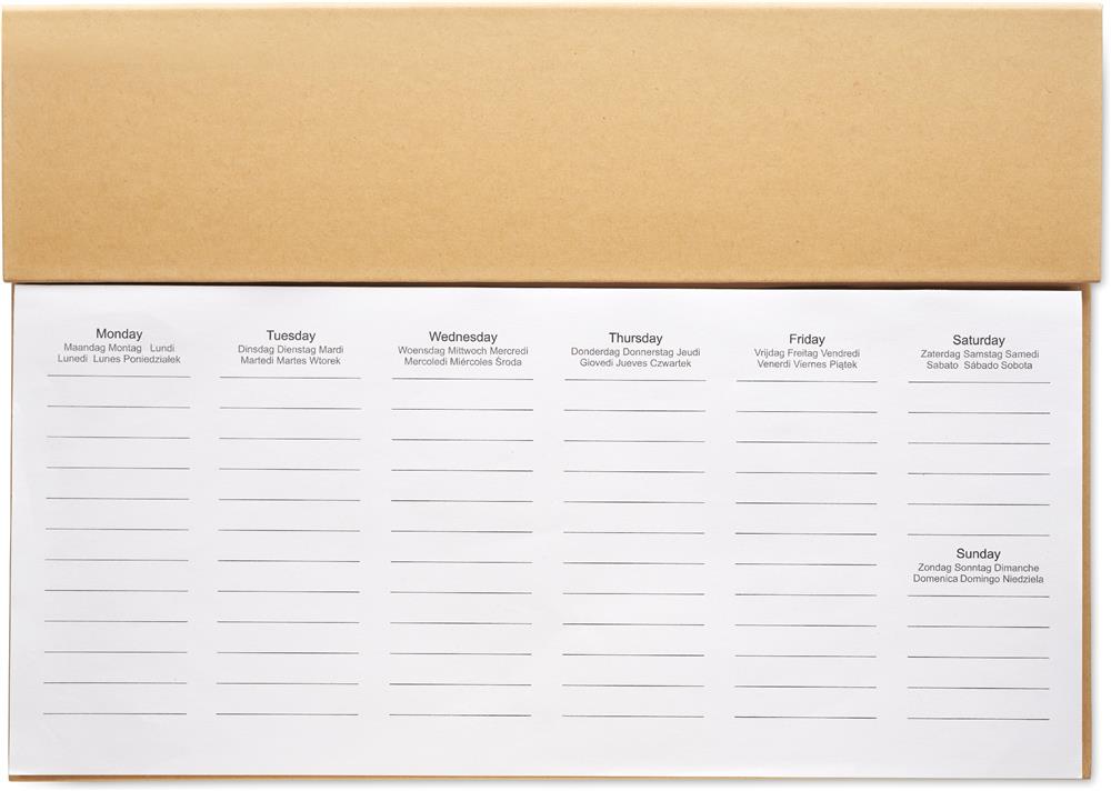 Agenda de bureau hebdomadaire personnalisé MEMWEEK, devant